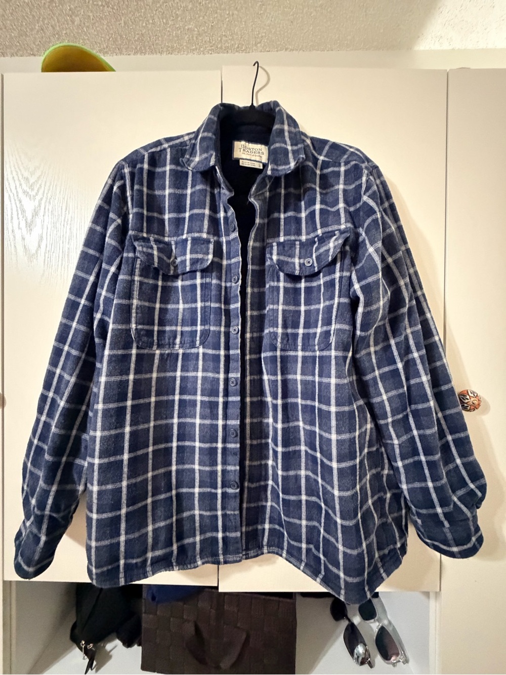 Boston Traders Navy Blue Fleece Lined Flannel Shacket Large